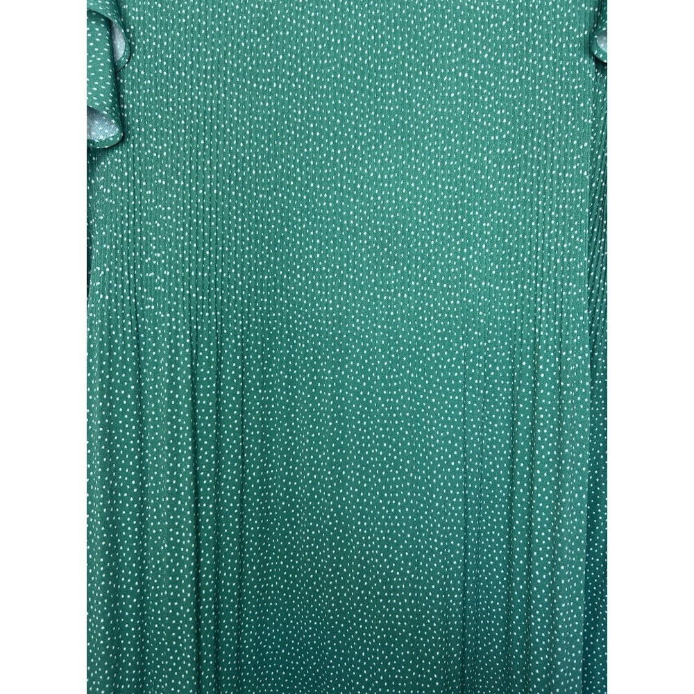 Adrianna Papell Top Size 2X Green Polka Dot Ruffle Sleeve Textured Stretch - Picture 3 of 8